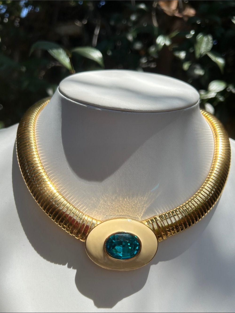 Yves Saint Laurent Runway Tubogas Collar Gold Statement 18” Necklace